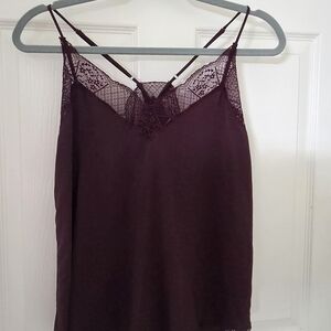 lovestitch Satin Cami Tank in Deep Plum